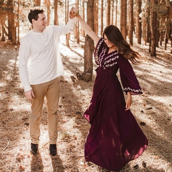 Embroidered purple wrap maxi - Picture 5 of 6